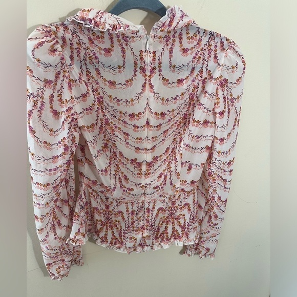 Divine Heritage x Urban Outfitters Collared Peplum XS Pink Puff Shoulder - Picture 4 of 8